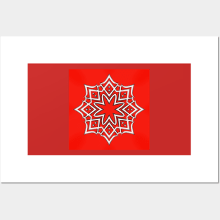 Bright Red Kaleidoscope Pattern (Seamless) 6 Posters and Art